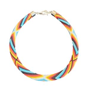 NWT - Crochet Beaded Multicolored Twisted Rope Collar Necklace